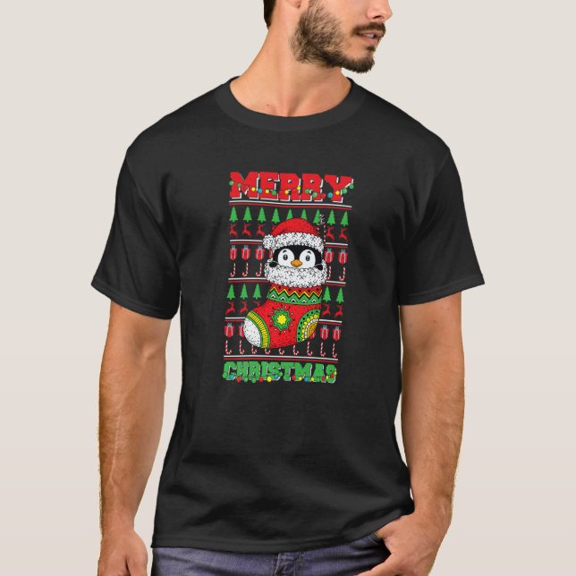 Merry Christmas Cute Penguin Ugly Xmas  1 T-Shirt (Vorderseite)