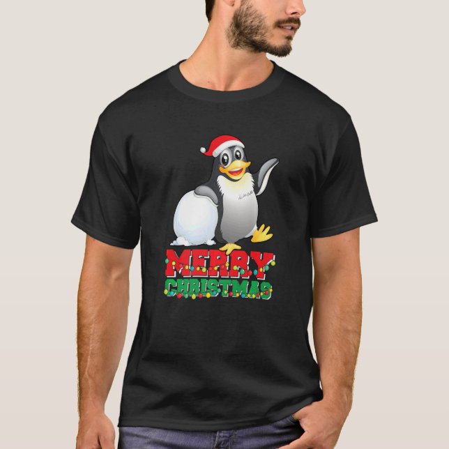 Merry Christmas Cute Penguin Ugly Xmas   T-Shirt (Vorderseite)