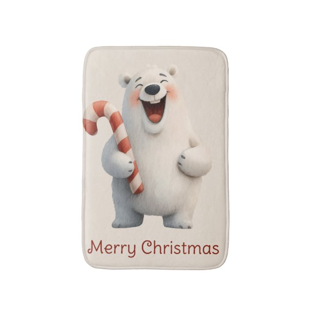 Merry Christmas Cute Polar Bear Design Badematte (Vorderseite Vertikal)