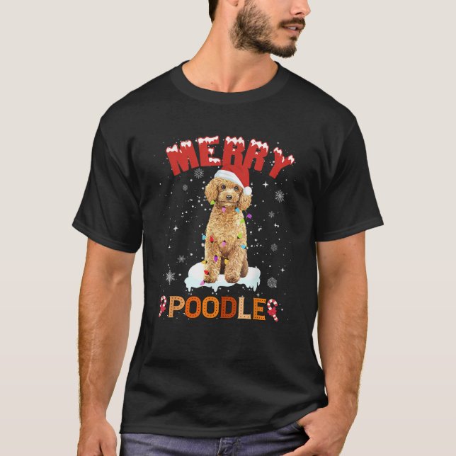 Merry Christmas Cute Poodles Santa Hat Christmas D T-Shirt (Vorderseite)