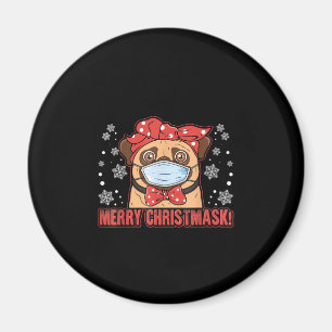Merry Christmas Cute Pug Dog Breed Furry Magnet