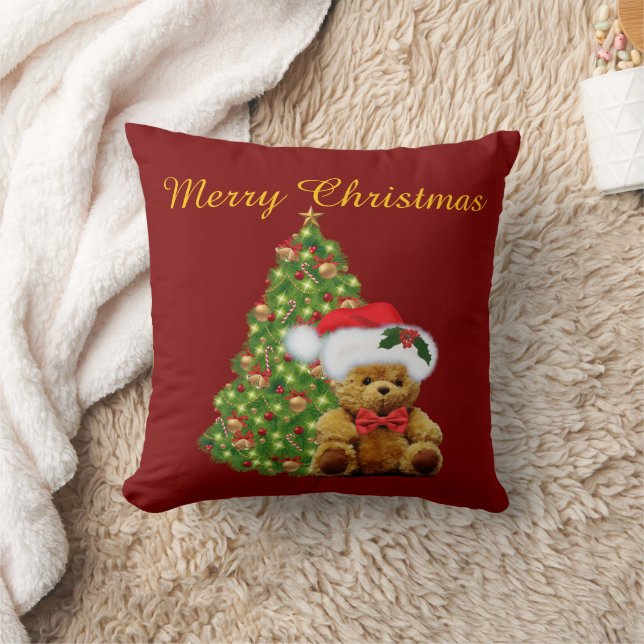 Merry Christmas Cute Teddy Bear Kissen (Decke)