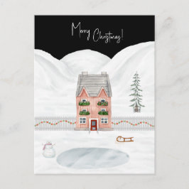 Merry Christmas Cute Winter Scene Snow Card Postkarte