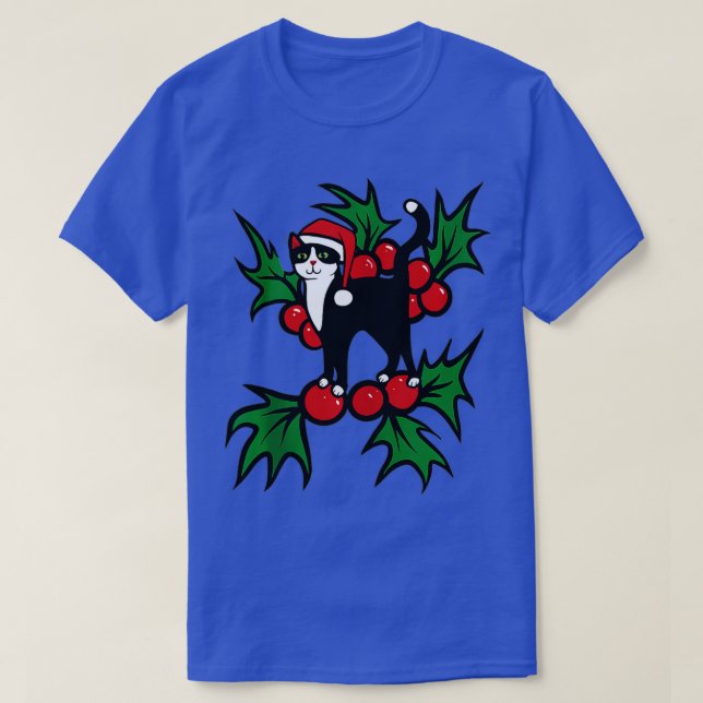 Merry Christmas Cute Xmas Tuxedo Cat Christmas -gi T-Shirt (Design vorne)