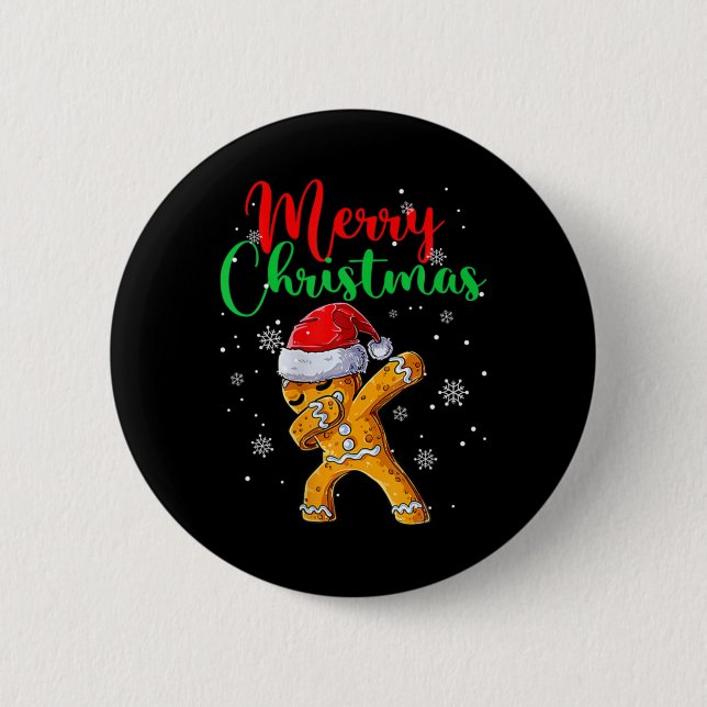 Merry Christmas Dab Gingerbread Xmas Christmas Coo Button (Vorderseite)