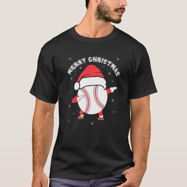 Merry Christmas Dabbing Baseball with Xmas Hat  Me T-Shirt (Vorderseite)