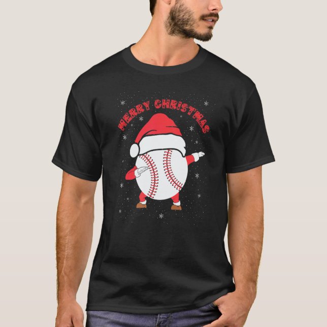 Merry Christmas Dabbing Baseball with Xmas Hat  Me T-Shirt (Vorderseite)