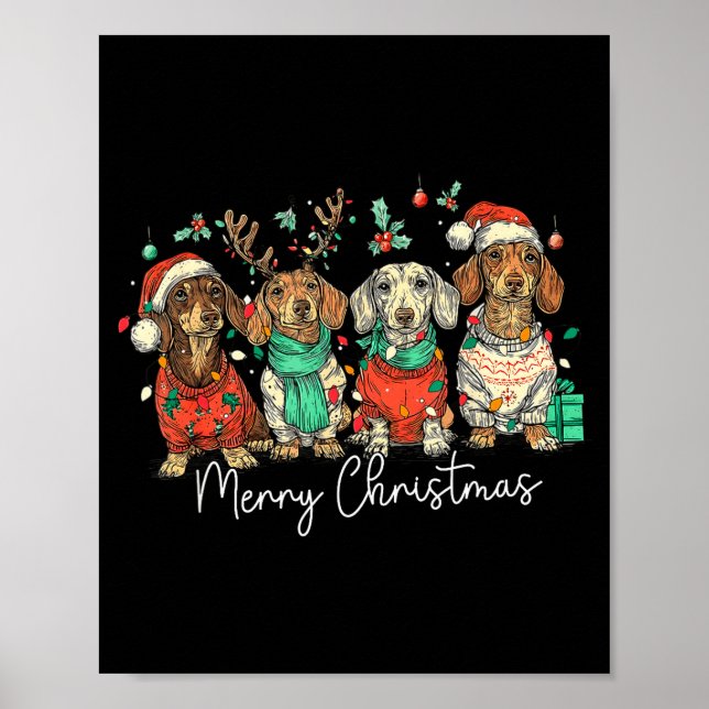 Merry Christmas Dachshund Dog Christmas Holiday Pe Poster (Vorne)