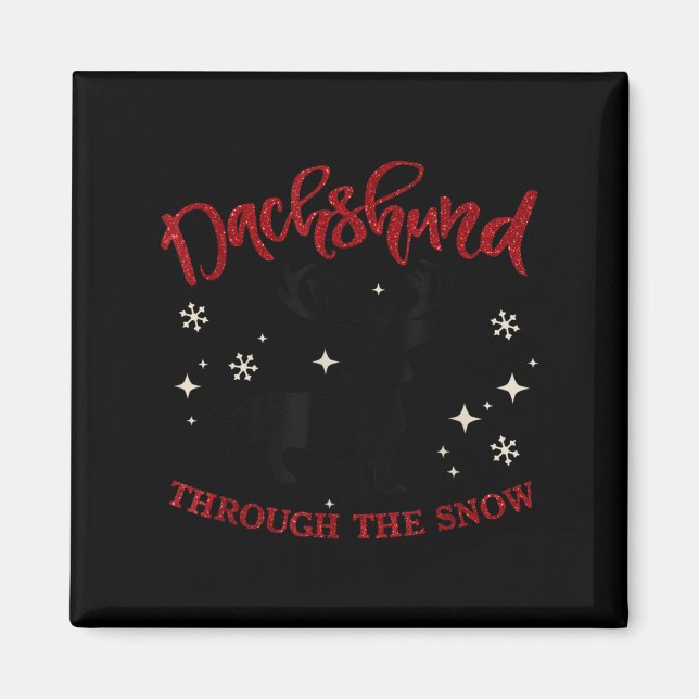 Merry Christmas Dachshund Dog Through The Snow  Magnet (Vorne)