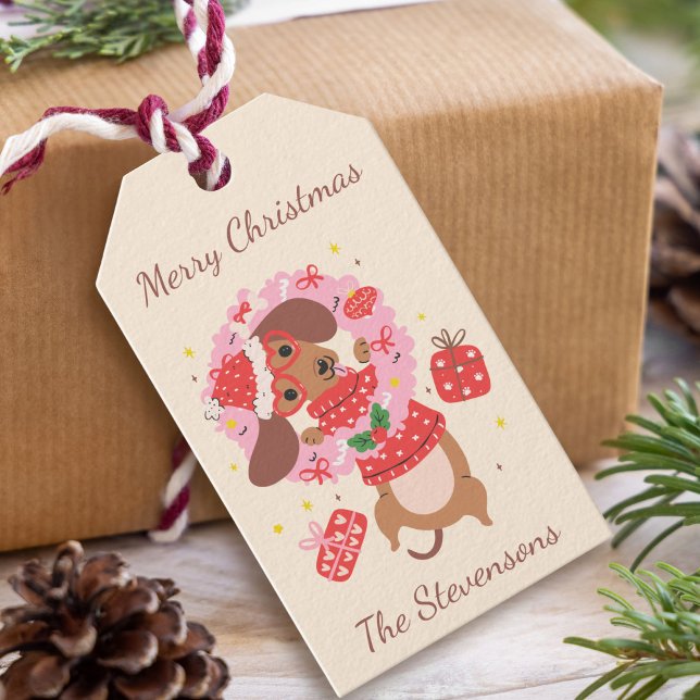 Merry Christmas Dachshund Holiday Geschenkanhänger (Von Creator hochgeladen)