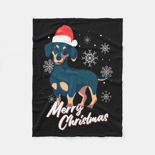 Merry Christmas Dachshund Santa Claus Xmas New Yea Fleecedecke (Vorderseite)