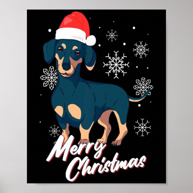 Merry Christmas Dachshund Santa Claus Xmas New Yea Poster (Vorne)