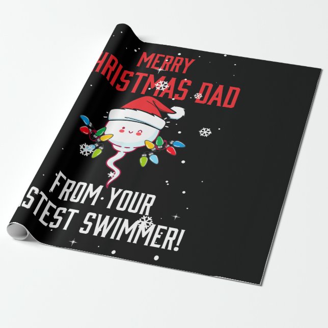 Merry Christmas Dad From Your Fastest Swimmer Geschenkpapier (Ungerollt)