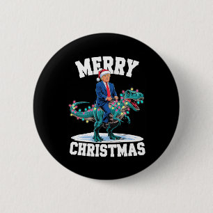 Merry Christmas Dino Donald Trump Dinosaur T-rex X Button