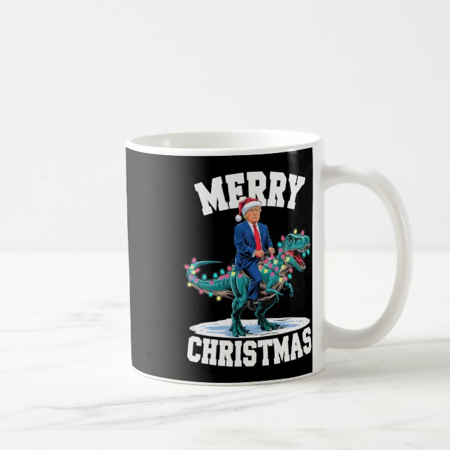 Merry Christmas Dino Donald Trump Dinosaur T-rex X Kaffeetasse (Rechts)