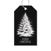 Merry Christmas Distressed Chic White Pine Tree