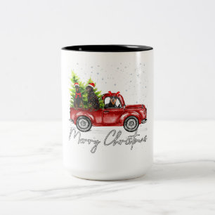 Merry Christmas Doberman Red Truck Xmas Zweifarbige Tasse
