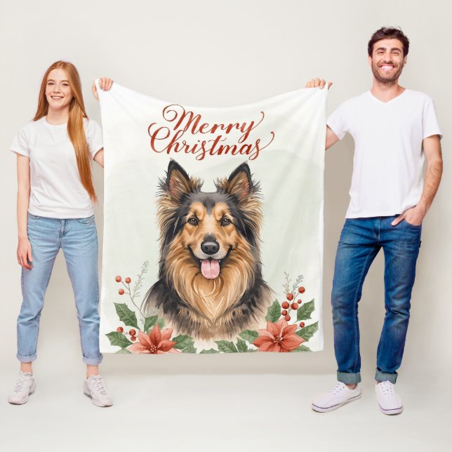 Merry Christmas Dog Cozy Winter Holiday Blanket Fleecedecke (Beispiel)