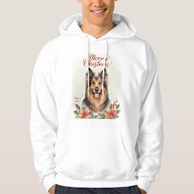 Merry Christmas Dog Cozy Winter Holiday Hoodie (Vorderseite)