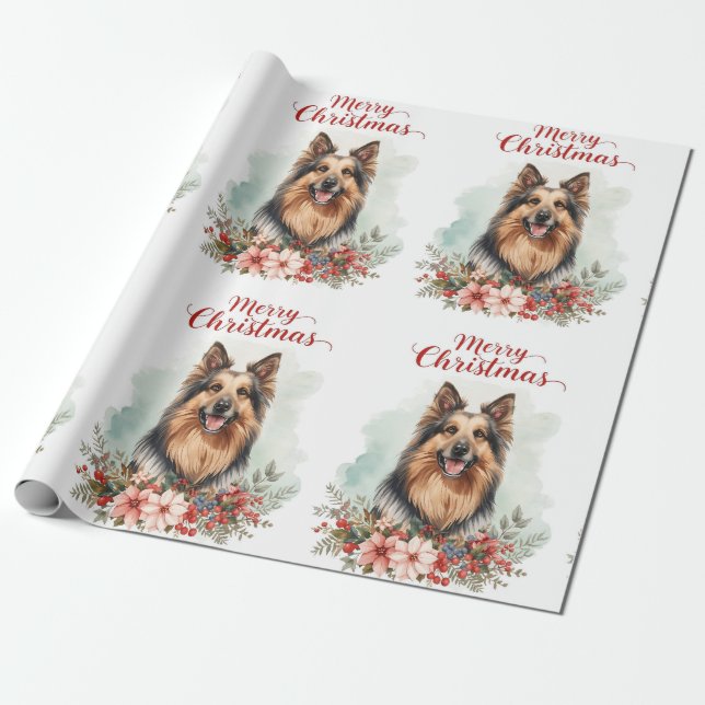 Merry Christmas Dog Festive Holiday Gift Wrapping  Geschenkpapier (Ungerollt)