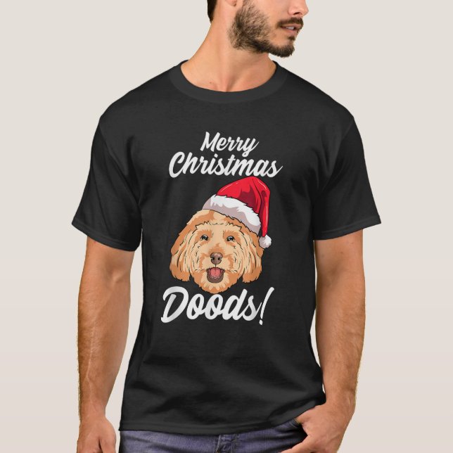 Merry Christmas Doods Funny Goldendoodle Mom Dad D T-Shirt (Vorderseite)
