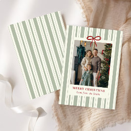 Merry Christmas Elegant Bow Photo Holiday Card Feiertagskarte