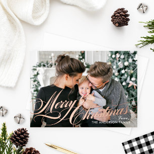 Merry Christmas Elegant Calligraphy Script Photo Folien Feiertagskarte