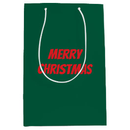 Merry Christmas elegant green &red personalized  Mittlere Geschenktüte