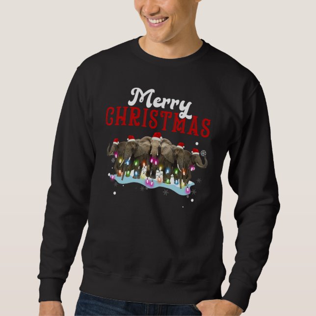 Merry Christmas Elephant Tree Lights Elephant Chri Sweatshirt (Vorderseite)