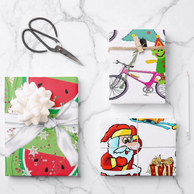 Merry Christmas Elf Watermelon Santa Geschenkpapier Set (Vorderseite)