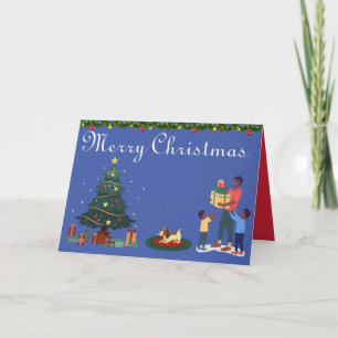 MERRY CHRISTMAS ETHNIC AFRIKANAMERIKANISCHE FAMILI KARTE