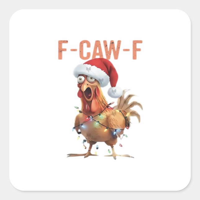 Merry Christmas F-Caw-F Classic Retro Cool Quadratischer Aufkleber (Vorderseite)
