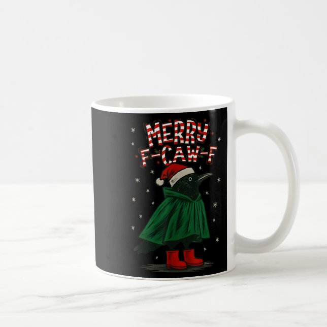 Merry Christmas F-caw-f Crow Santa Black Bird Xmas Kaffeetasse (Rechts)