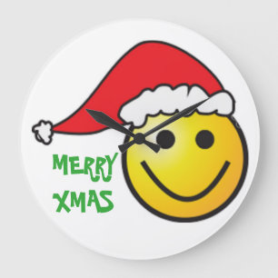 "MERRY CHRISTMAS FACE SANTA GROSS CLOCK GROßE WANDUHR