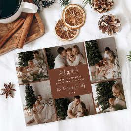 Merry Christmas Family 6 Photo Collage Feiertagskarte