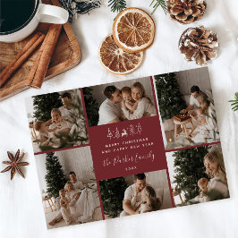 Merry Christmas Family 6 Photo Collage Feiertagskarte