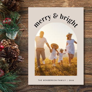 Merry Christmas Family Arched Photo Frame Feiertagskarte