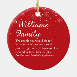 Merry Christmas Family Definition Elegantes Skript Keramik Ornament