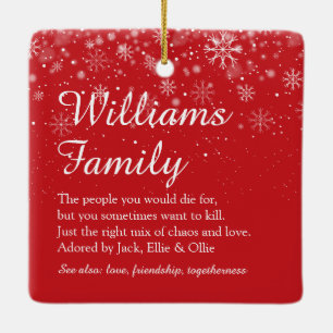 Merry Christmas Family Definition Elegantes Skript Keramikornament