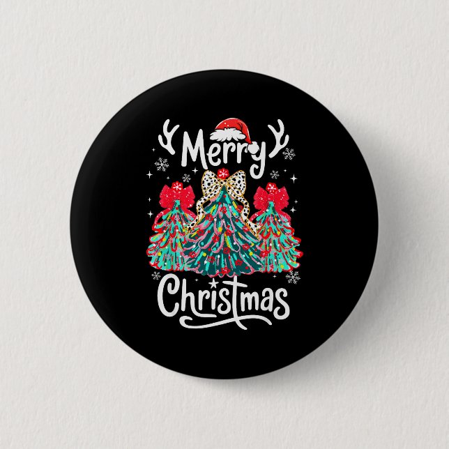 Merry Christmas Family Funny Christmas Tree Women  Button (Vorderseite)