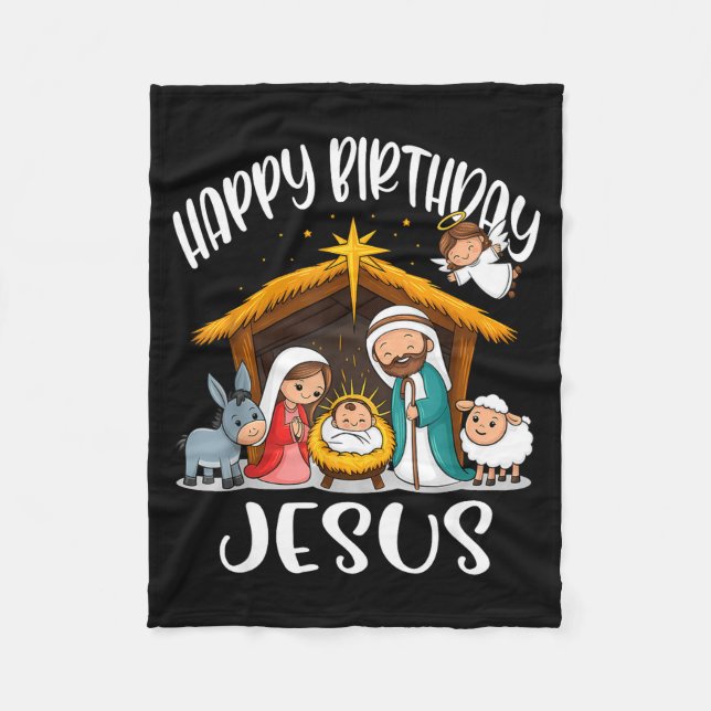 Merry Christmas Family Kid Nativity Happy Birthday Fleecedecke (Vorderseite)