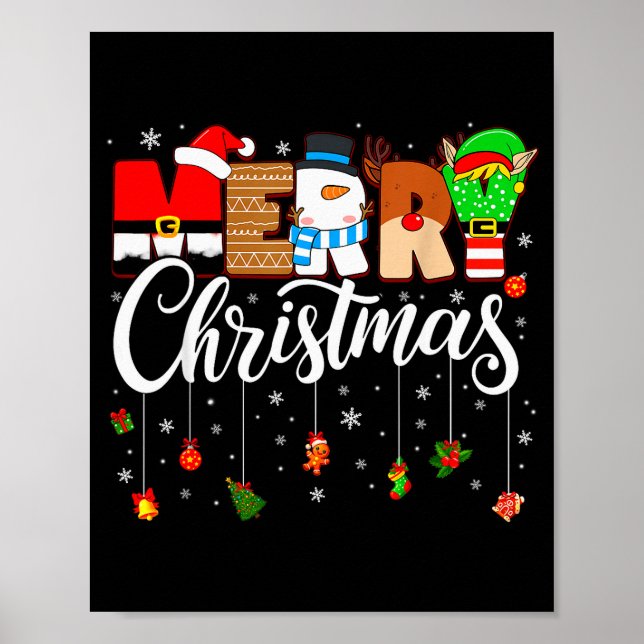 Merry Christmas Family Matching Pajamas Xmas Men W Poster (Vorne)