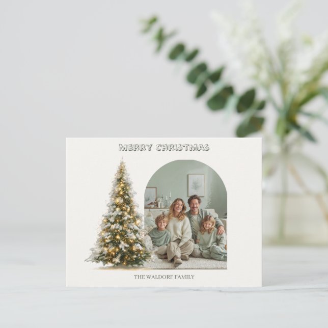 Merry Christmas Family Photo | Custom Holiday Card Postkarte (Stehend Vorderseite)