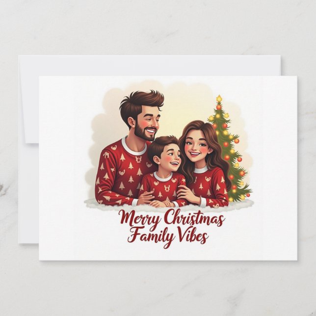 Merry Christmas Family Vibes Invitation  Einladung (Vorderseite)
