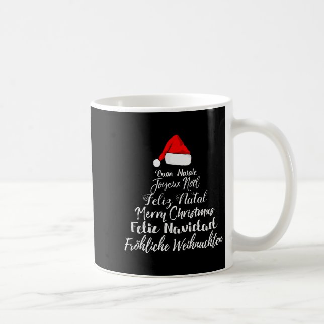 Merry Christmas Feliz Navidad Feliz Natal Language Kaffeetasse (Rechts)