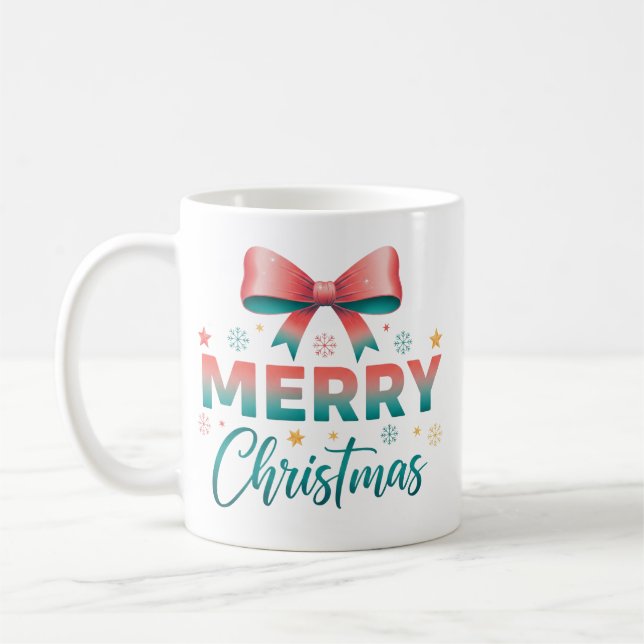 Merry Christmas Festive Bow Coffee Mug Kaffeetasse (Links)
