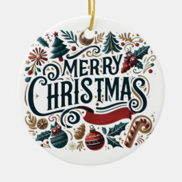 Merry Christmas Festive & Heartfelt  Keramik Ornament