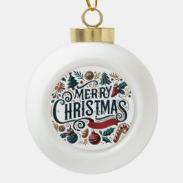 Merry Christmas Festive Keramik Kugel-Ornament
