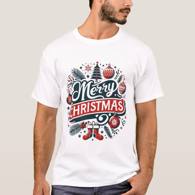 Merry Christmas Festive Ornaments T-Shirt (Vorderseite)