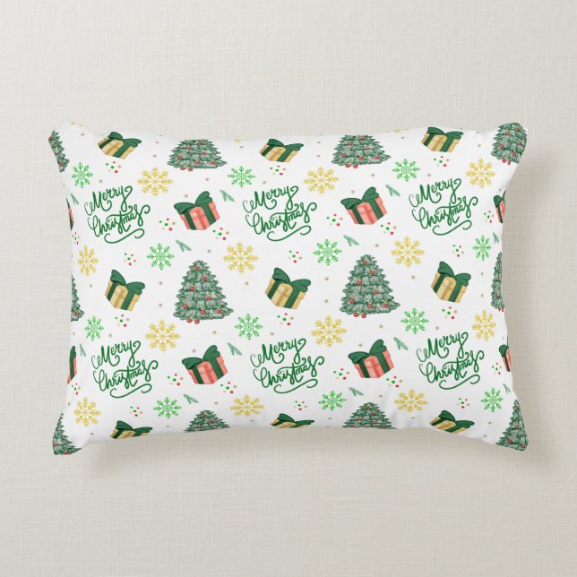 Merry Christmas – Festive Reindeer & Holiday Decor Dekokissen (Vorderseite)
